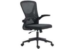 Ergonomic Black Mesh Office Chair - Adjustable Height, Flip-Up Arms, Lumbar Support, Swivel Wheels