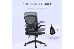 Ergonomic Black Mesh Office Chair - Adjustable Height, Flip-Up Arms, Lumbar Support, Swivel Wheels - thumbnail 4