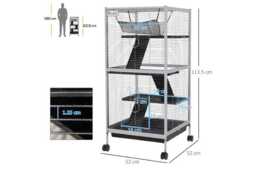 Small Animal Cage Play House with Wheels - Multi-Level Hamster, Ferret & Chinchilla Cage, Easy Clean, Portable Enclosure - thumbnail 3