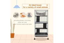 Small Animal Cage Play House with Wheels - Multi-Level Hamster, Ferret & Chinchilla Cage, Easy Clean, Portable Enclosure - thumbnail 4