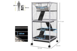 Small Animal Cage Play House with Wheels - Multi-Level Hamster, Ferret & Chinchilla Cage, Easy Clean, Portable Enclosure - thumbnail 7