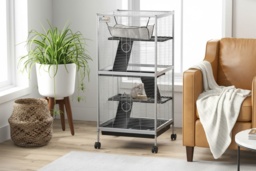 Small Animal Cage Play House with Wheels - Multi-Level Hamster, Ferret & Chinchilla Cage, Easy Clean, Portable Enclosure - thumbnail 2