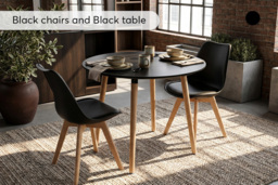 EARLY BIRD! 2-Seater Scandi Round Dining Table & Chair Set - thumbnail 4