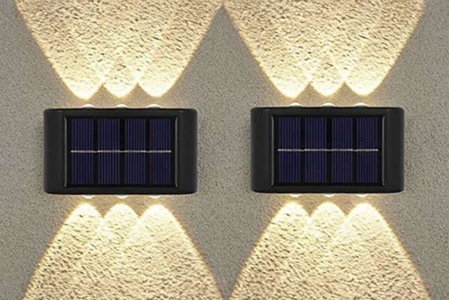 Solar LED Outdoor Wall Lantern - 6-LED, Weatherproof, Dual Colour, Solar-Powered - image 1