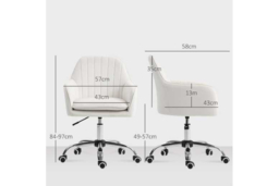 Cream Velvet-Feel Ergonomic Office Chair - Adjustable Height, 120kg Capacity - thumbnail 7