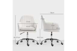 Cream Velvet-Feel Ergonomic Office Chair - Adjustable Height, 120kg Capacity - thumbnail 3