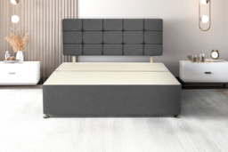 Premium Divan Bed with Storage Drawers & Grey Fabric Headboard - All Sizes
