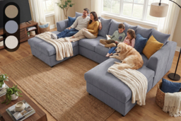 Finley Corduroy 4-Seater Sofa with Two Footstools - thumbnail 2