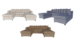 Finley Corduroy 4-Seater Sofa with Two Footstools - thumbnail 1