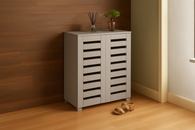Wooden Shoe Storage Cabinet - Minimalist, Multi-Shelf Organiser in 2 Styles & 3 Colours - image 1