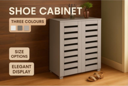 Wooden Shoe Storage Cabinet - Minimalist, Multi-Shelf Organiser in 2 Styles & 3 Colours - thumbnail 6