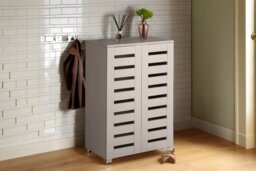 Wooden Shoe Storage Cabinet - Minimalist, Multi-Shelf Organiser in 2 Styles & 3 Colours - thumbnail 4