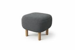 Upholstered Teddy Fleece Tufted Footstool with Wooden Legs - thumbnail 1