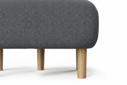Upholstered Teddy Fleece Tufted Footstool with Wooden Legs - thumbnail 7