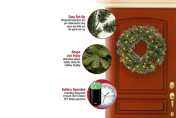 PRICE DROP! Pre-Lit Artificial Christmas Wreath - Battery-Operated, Pinecones & Berries, Multiple Sizes or Arch - thumbnail 7
