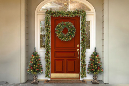 PRICE DROP! Pre-Lit Artificial Christmas Wreath - Battery-Operated, Pinecones & Berries, Multiple Sizes or Arch - thumbnail 4