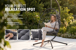 CLEARANCE! Egg-Shaped Hanging Chair with Headrest & Frame - thumbnail 4