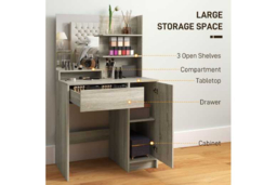 Natural Wood Dressing Table & Stool Set with Mirror, Storage Drawers & Modern Design - Bedroom Vanity Desk - thumbnail 8