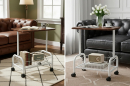 Mobile Side Table with Lower Basket and Locking Castors - thumbnail 7