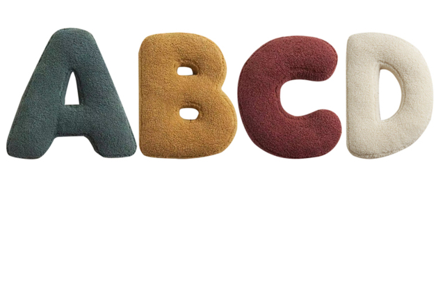 EARLY BIRD! Teddy Bear Bouclé Alphabet Cushion - Soft Plush, Custom Letters, 38cm x 30cm, Vibrant Colours - image 1