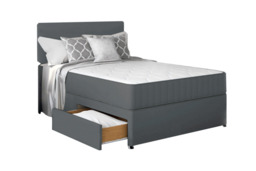 Grey Fabric Divan Bed with Storage & Mattress - thumbnail 2
