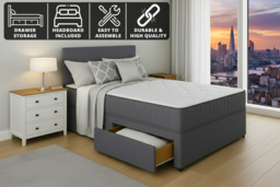 Grey Fabric Divan Bed with Storage & Mattress - thumbnail 5