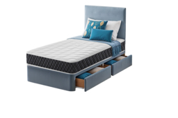 Kids Plush Velvet Divan Bed with Memory Mattress & Storage - thumbnail 7