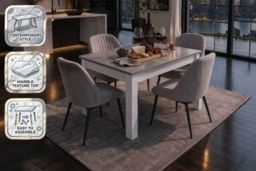 Bruce Grey Rectangle Dining Table - Durable Elegance for Everyday Dining - thumbnail 6