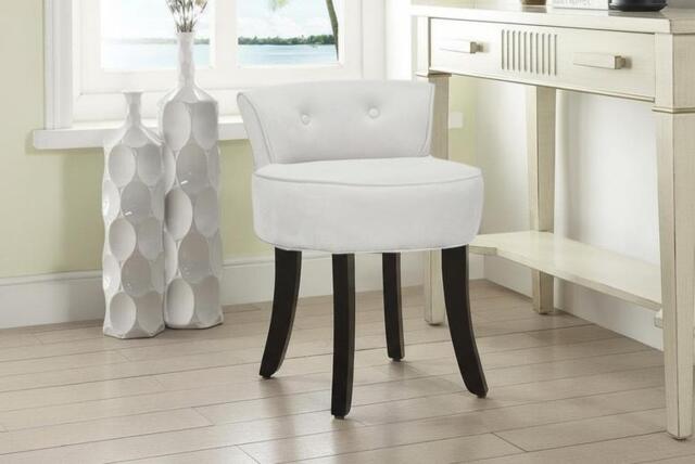 Velvet-Upholstered Low Back Vanity Dressing Chair - Soft Seat with Elegant Button Details - image 1