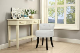 Velvet-Upholstered Low Back Vanity Dressing Chair - Soft Seat with Elegant Button Details - thumbnail 7