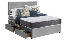 Grey Divan Bed With Memory Sprung Mattress - 2 Or 4 Drawers Upgrade! - thumbnail 3