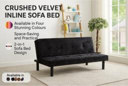 Crushed Velvet 3-Seater Reclining Sofa Bed - Modern Convertible, Space-Saving Velvet Sofa - thumbnail 2