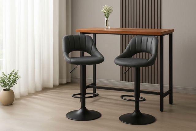 PRICE DROP! HOMCOM Adjustable Faux Leather Swivel Bar Stools - Modern Height Adjustable Kitchen & Home Seating - image 1