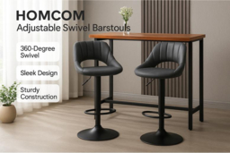 PRICE DROP! HOMCOM Adjustable Faux Leather Swivel Bar Stools - Modern Height Adjustable Kitchen & Home Seating - thumbnail 6