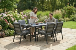 6 Seater Aluminium Weather-Resistant Garden Dining Set - Modern Anthracite Outdoor Furniture