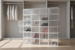 Organise with 12 Stackable Shoe Storage Boxes - Ventilated and Handy Design - thumbnail 2