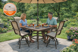 4-Seater Garden Bar Dining Table Set - Grey - thumbnail 6