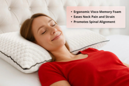 Visco Memory Foam Orthopaedic Cervical & Neck Pillow - Hypoallergenic, Ergonomic Support, Cooling Breathable, 60x40cm - thumbnail 7