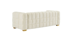 Cream Teddy Fleece Boucle 3-Seater Sofa - Modern Plush Fabric Loveseat with Scatter Pillows - thumbnail 8