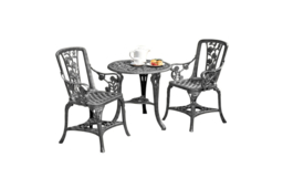 3-Piece UV-stabilised PVC Rose Bistro Set - Pewter, Compact Garden Patio Furniture - thumbnail 6