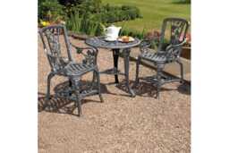 3-Piece UV-stabilised PVC Rose Bistro Set - Pewter, Compact Garden Patio Furniture - thumbnail 3