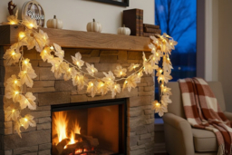 LED Maple Leaf Garland - Battery-Operated Pre-Lit Christmas Garland, 2.7m, Indoor/Outdoor Festive Decoration - thumbnail 6