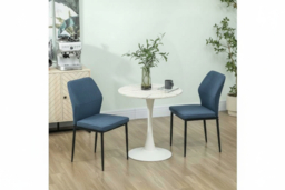 Set of 2 Modern Velvet Dining Chairs - Curved Back, Armless, Steel Legs - thumbnail 6