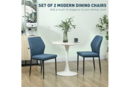 Set of 2 Modern Velvet Dining Chairs - Curved Back, Armless, Steel Legs - thumbnail 8