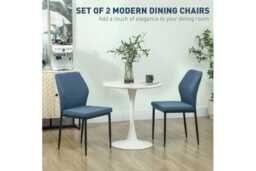 Set of 2 Modern Velvet Dining Chairs - Curved Back, Armless, Steel Legs - thumbnail 4