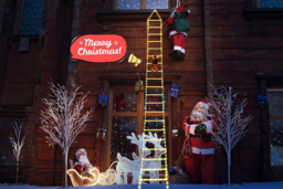 Festive Outdoor LED Santa Climbing Ladder Christmas Lights - 75cm or 300cm, Indoor/Outdoor, Multi-Mode - thumbnail 1
