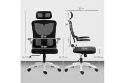 Ergonomic Mesh Office Chair - Adjustable Headrest, Lumbar Support, Arms, Black - High Weight Capacity - thumbnail 3