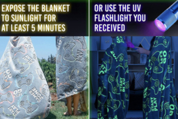 Glow-in-the-Dark Plush Throw Blanket - Soft Fleece, Four Sizes, Grey, Luminous Stars - thumbnail 7