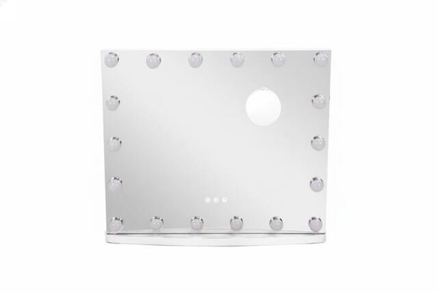 Hollywood Lighted Rectangle LED Metal Makeup Mirror with Touch Controls & Magnifier - image 1