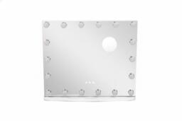 Hollywood Lighted Rectangle LED Metal Makeup Mirror with Touch Controls & Magnifier - thumbnail 1